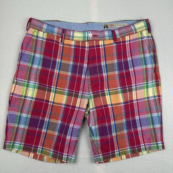 Polo Ralph Lauren Shorts Men 38 Multicolor Linen Blend Indian Madras Classic Fit - Picture 1 of 8